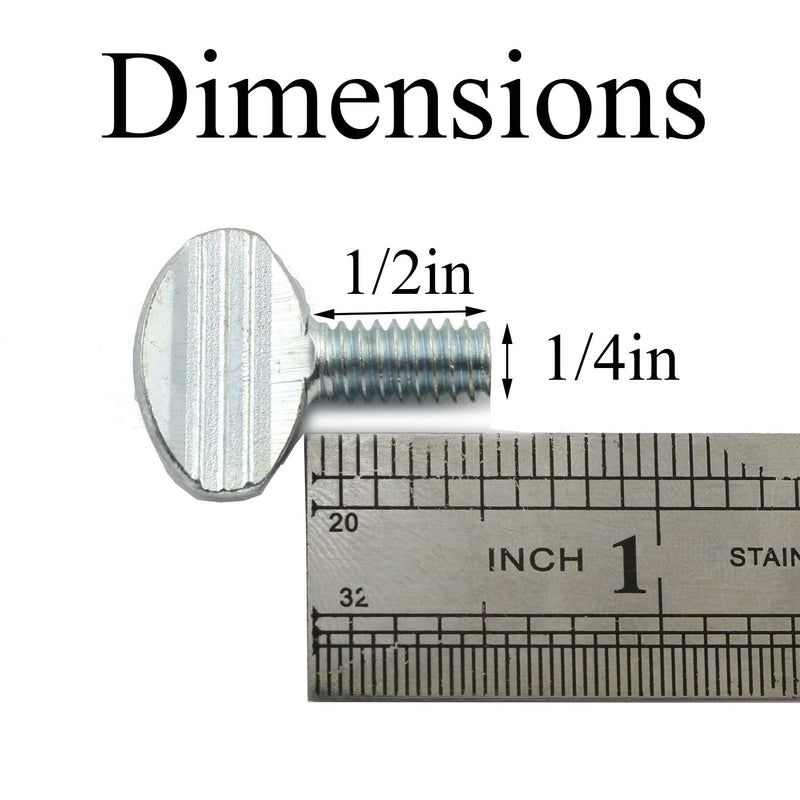 [Australia - AusPower] - 10pcs Carbon Steel Thumb Screw 1/4"-20 x 1/2" Galvanized Racket Screw, Silver 