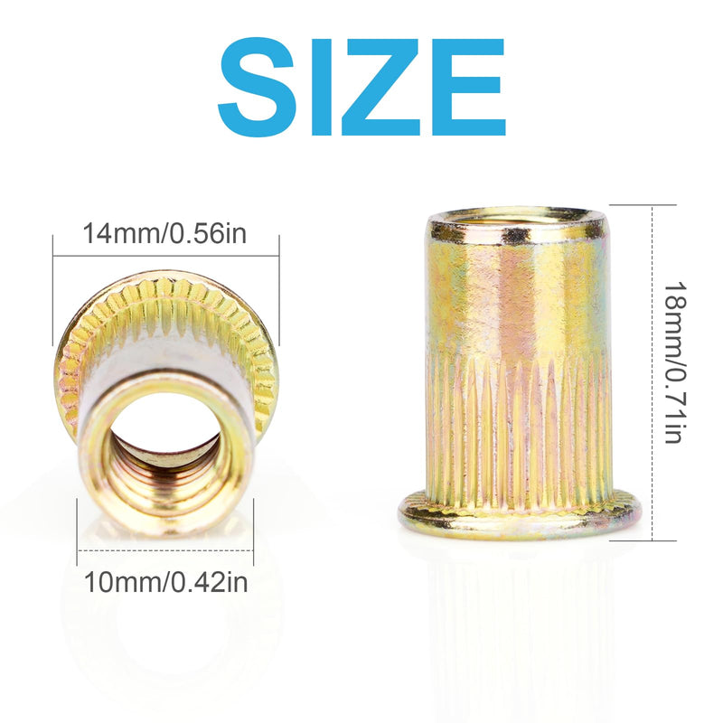 [Australia - AusPower] - Rivet Nuts, 50 Pieces 5/16"-18, Rivet Nut, Carbon Steel Flat Head Rivnut Threaded Insert Nut, Knurled Body Nuts 50PCS-5/16" 