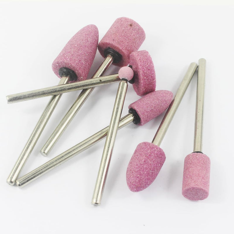[Australia - AusPower] - 𝐋𝐮𝐨 𝐤𝐞 10 Pcs 85mm Extra Long Shank Rotary Grinding Stones - 1/4'' Round Shank Abrasive Stone Mounted Grinding Bits for Rotary Tools, Drill, Grinder 