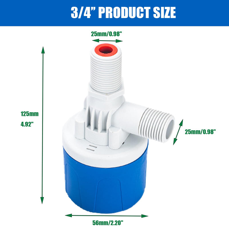 3/4 Inch Float Valve for Water Tank, 3 Pack Top Inlet Automatic Water Level Control Valve, Plastic Shut Off Float Valve for Livestock Waterer, Pond, Pool, Aquarium 3/4''