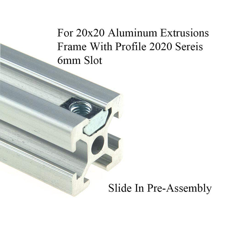 [Australia - AusPower] - T Nuts Tee Sliding Slot Nuts 20 Series M5 Threaded Slide in Pre-Assembly for 20x20 Aluminum Extrusions Frame with Profile 2020 Sereis 6mm Slot for CNC Router Build Rail 3D Printer 60pcs 20Series M5-60Pack 