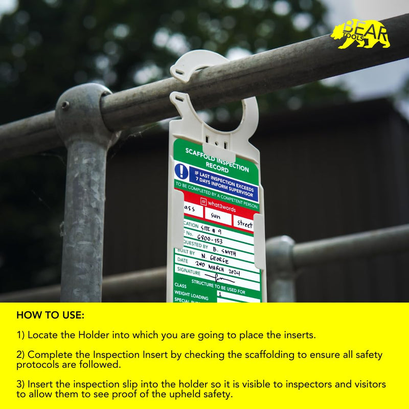 BearTOOLS Scaffold Inspection Record Kit Clear Easy Access Quality Waterproof (10 Inserts (Only)) 10-insert