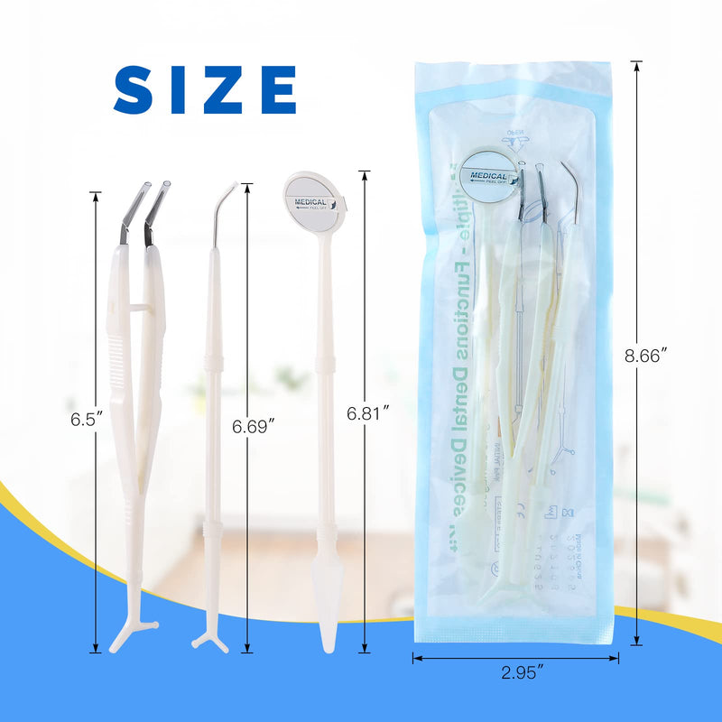 [Australia - AusPower] - JMU 10 Pack Disposable Dental Examination Kit, 3Pcs Basic Instruments Set, Sterile Packaging, Dental Mirror Explorer Probe Plier, Oral Cleaning Hygiene Kit Dentist Tools 