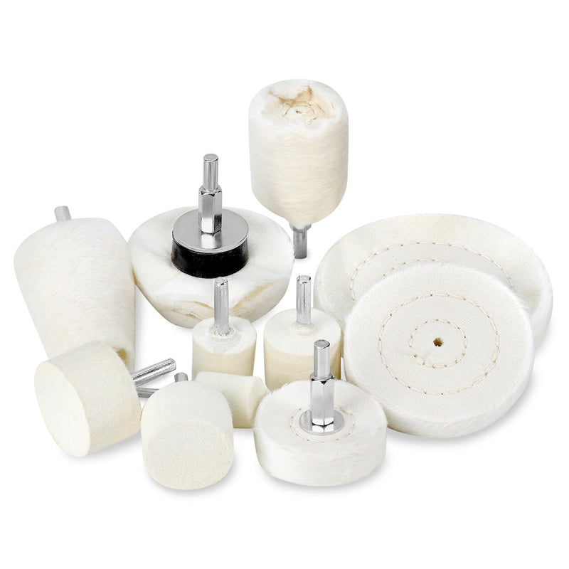 QWORK 14 Piece Polishing Attachment Set, Polishing Attachment Drill, Polishing Cone, Polishing Discs for Metal, Wood