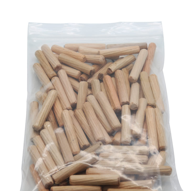 [Australia - AusPower] - 100 Pack Wooden Dowel Pins 6mm x 30mm (Approx 1/4" x 1-1/5") Wood Fluted Dowels Rods Kiln Dried Fluted and Beveled, Hardwood Crafts Dowel Pegs 6mm x 30mm - 100PCS 