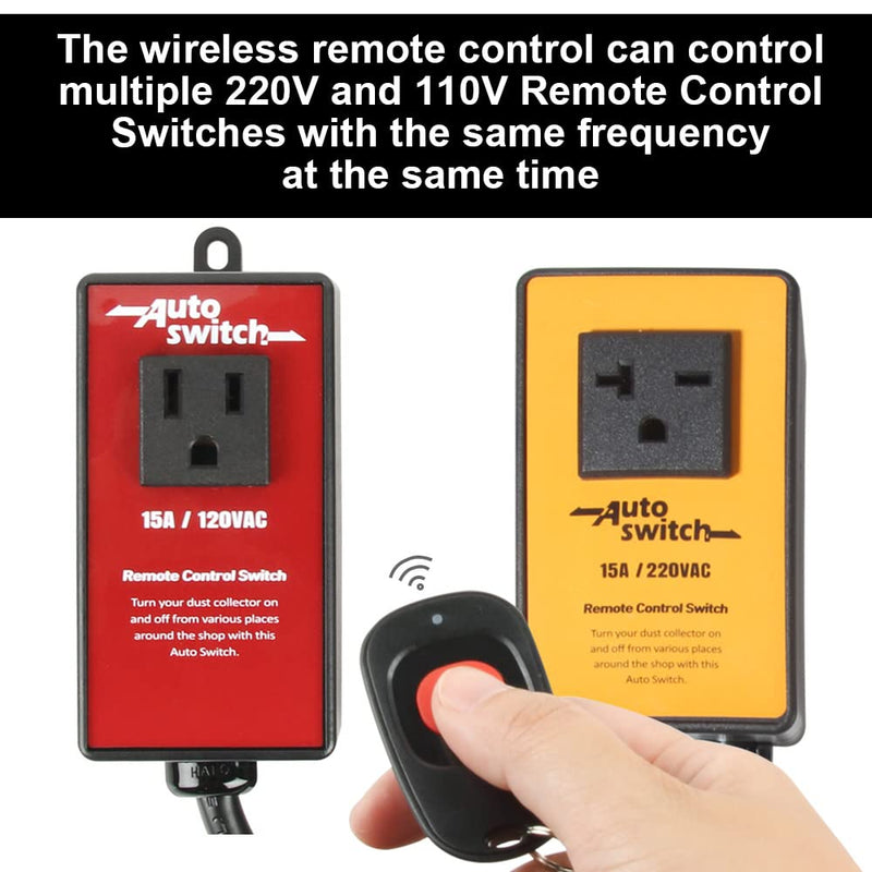 O'SKOOL 220V Wireless Remote Control Dust Collector Starter Outlet Switch (Battery Included)