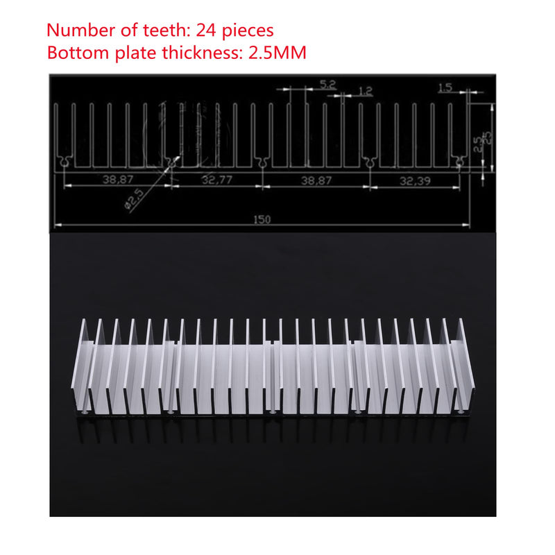 [Australia - AusPower] - 1 piece aluminium heat sink/cooling fins, heat sink heat sink set, 24 teeth, 150 mm heatsink, 150 x 59 x 25 mm 
