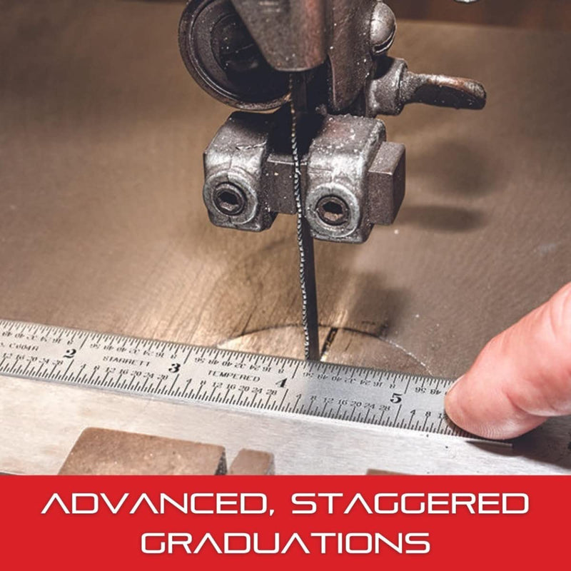 Starrett Full Flexible Steel Rule with Satin Chrome Finish, Quick Reading, and Inch Graduation - 10 Graduation, 6" Length, 1/64" Thickness - C310K-6