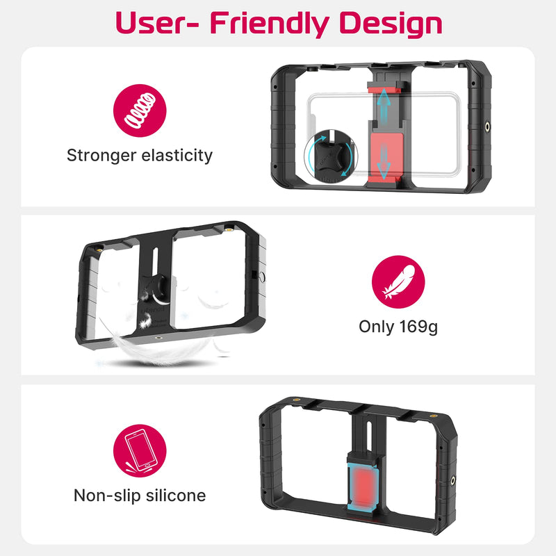 [Australia - AusPower] - ULANZI U Rig Pro Smartphone Video Rig, Filmmaking Vlogging Case, Phone Video Stabilizer Grip Tripod Mount for Videomaker Film-Maker Video-grapher with Cold Shoe Mount for iPhone Samsung and More Black 