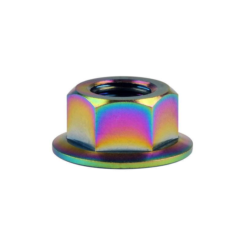 Titanium DIN6923 M5 M6 M8 M10 M12 M14 M16 Hex Flange Nuts Pack of 6 (M10 Pitch 1.25mm, Rainbow) M10 Pitch 1.25mm