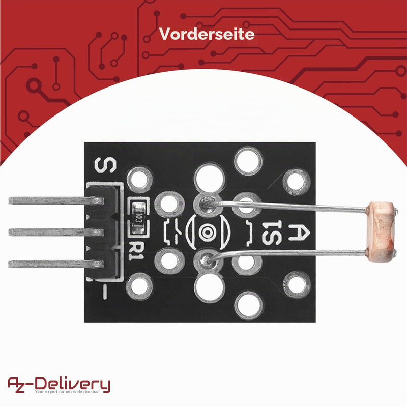 AZDelivery 3 x KY-018 LDR Light Sensor with Photoresistor Brightness Sensor Diode Compatible with Arduino and Raspberry Pi Includes eBook!