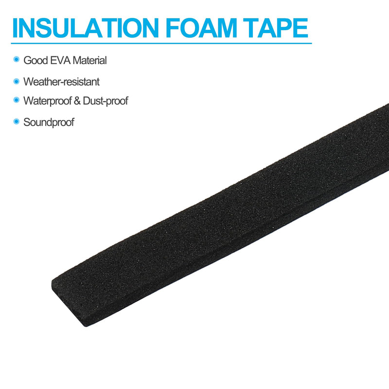 PATIKIL 3/8"W x 1/8"T x 16.4Ft EVA Black Single Sided Foam Tape, 2Pcs Multipurpose Weather Stripping Foam Sealing Tape