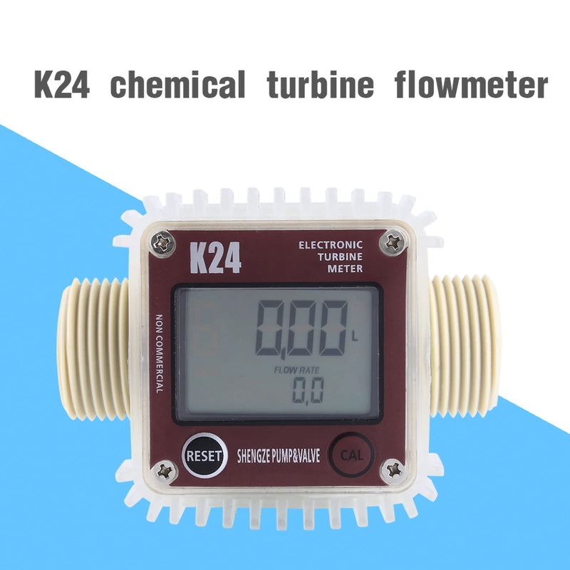 [Australia - AusPower] - Fuel Meter K24 Digital Fuel Flowmeter with LCD Display for Chemicals Liquid Water Red 