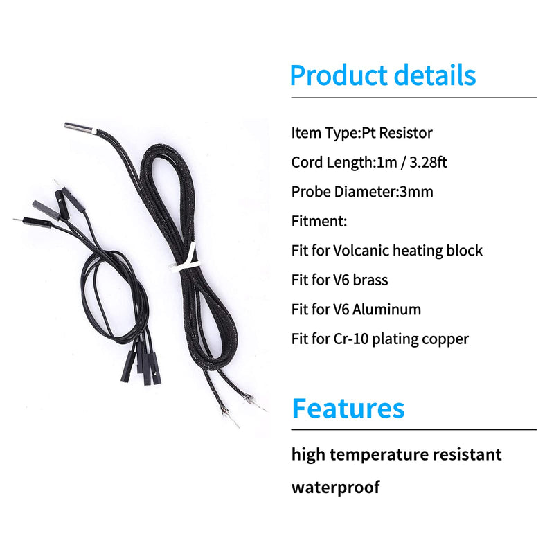 [Australia - AusPower] - PT1000-550BW Temperature Sensor Probe to high Temperature Convenient Connection for 3D Printer 