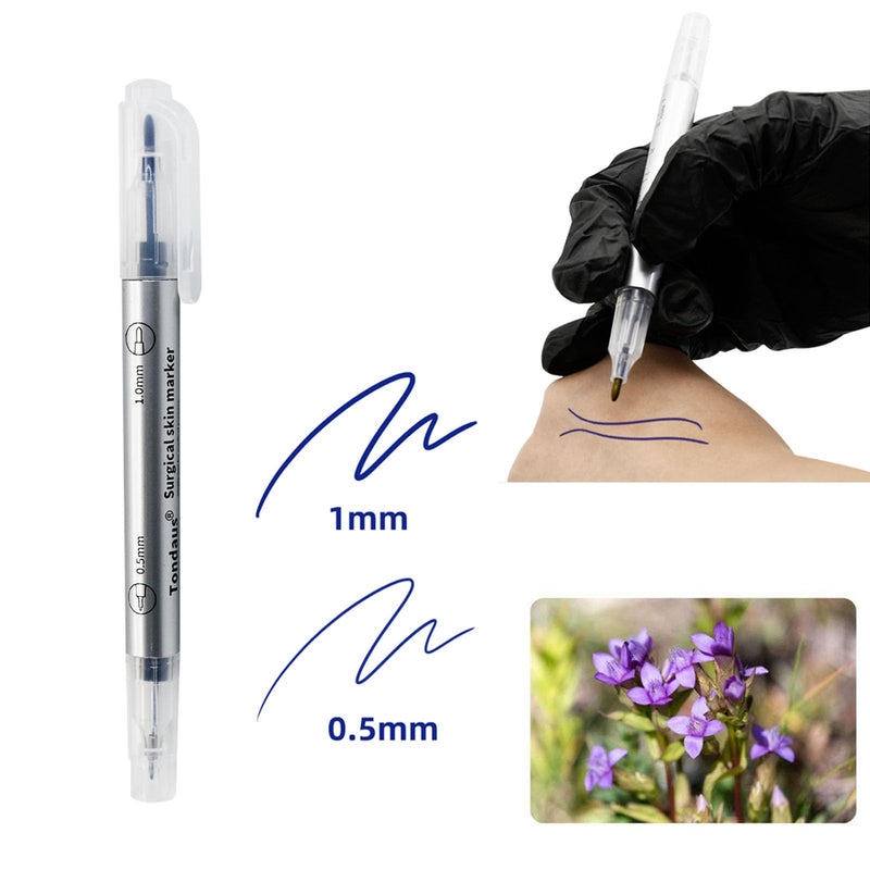 [Australia - AusPower] - Surgical Skin Marker Professional 10Pcs Sterile Tattoo Stencil Tip Markers Pen Scribes with Paper Ruler Individually Wrapped White Violet for Microblading Eyebrow Lip Marking (0.5mm & 1.0mm) 