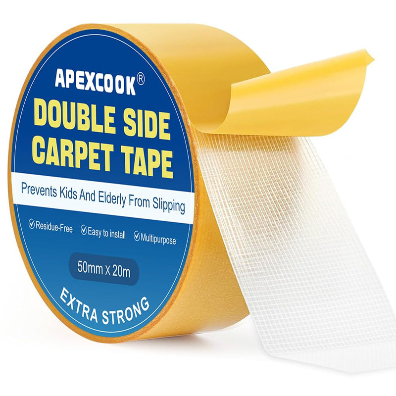 Removable No Residue Carpet Tape, Waterproof Cloth Base Double Sided Tape, Strong Grip Tape for Area Rugs, Anti-Slip Tape for Wedding/Exhibition/Hotel ﻿ (5CM*20M) 1 roll