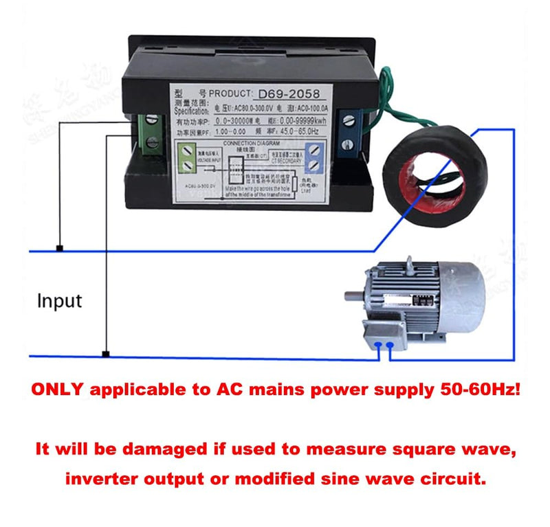[Australia - AusPower] - 2 Pack AC Display Meter, 80-300VAC 100A Digital Multimeter, Voltmeter Watt Meter Current Ammeter, Power Factor Tester, 110V 220V Energy Monitor, Digital Color LCD Display, Data Memory 
