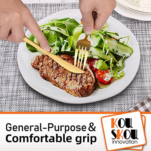 Mirror Gold Silverware Set, 20-Piece Flatware Cutlery Sets Service for 4, Mirror Polished Tableware Set, Utensils for Kitchens, Home and Restaurant, Dishwasher Safe Gold Mirror