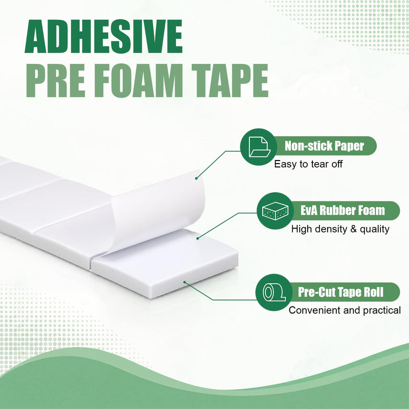 8 Roll 2000 Pcs Double Sided Foam Tape Pre-Cut 3/4 x 1/2 Inch 3D Adhesive Squares Heavy Duty No Residue Mounting Tape Dots for Crafts DIY Art Sewing Office Supplies