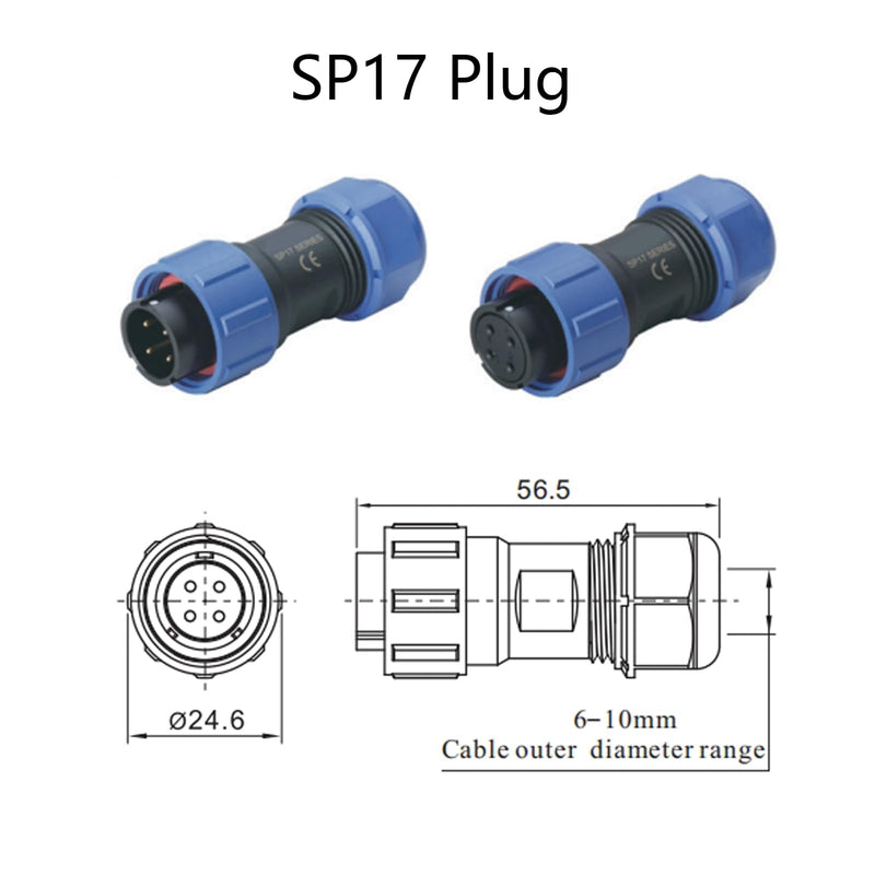 Connector Plug Aviation Plug SP17 2-Pin IP68 2 Pin Solderless Aviation Plug Waterproof and Dustproof Aviation Plug for Outdoor Lamps Uses 500V 10A (14AWG Cable Screw Crimp) SP17 2Pin