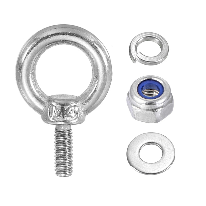 [Australia - AusPower] - PATIKIL M4 x 10mm Lifting Shoulder Eye Bolt, 5Pcs 304 Stainless Steel Lifting Ring Threaded Eyebolt with Nuts Washers for Hanging Hammocks Articles 5 