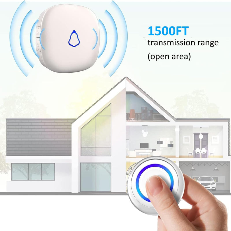 [Australia - AusPower] - Caregiver Pager, METAK Wireless Call Button for Elderly/Senior at Home, 2 Receivers + 2 SOS Buttons, Emergency Panic Call Bell, Medical Life Alert Necklace System for Patients, Disabled, Nurses 2 Receiver + 2 Call button White 