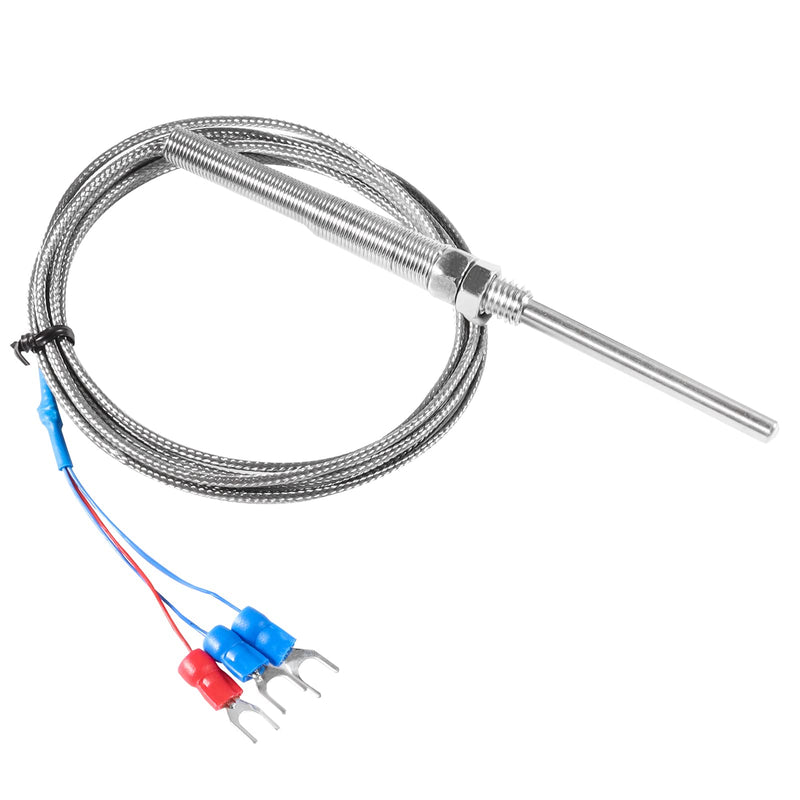[Australia - AusPower] - Alinan 2pcs 2M/Approx 6.6Ft 50MM Probe M8 Pipe Thread Temperature Sensor Probe Three Wire Temperature Controller(0~400℃) PT100 RTD Stainless Steel Thermocouple 2M 50MM 