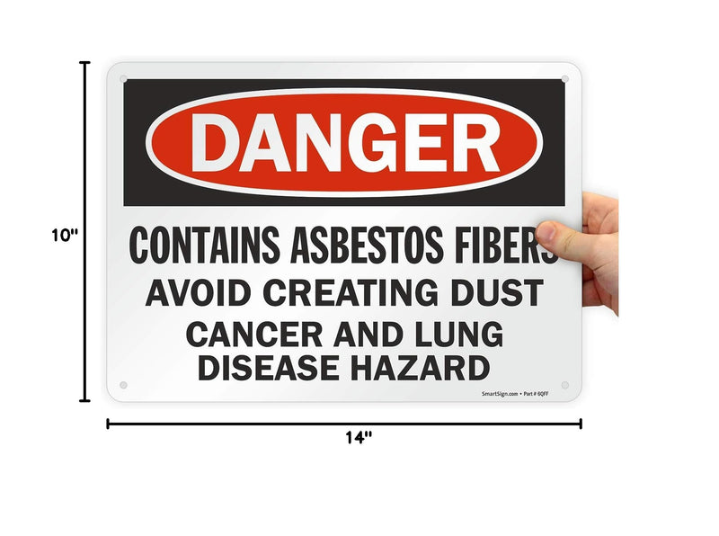 SmartSign "Danger - Contains Asbestos Fibers, Avoid Creating Dust" Sign | 10" x 14" Plastic
