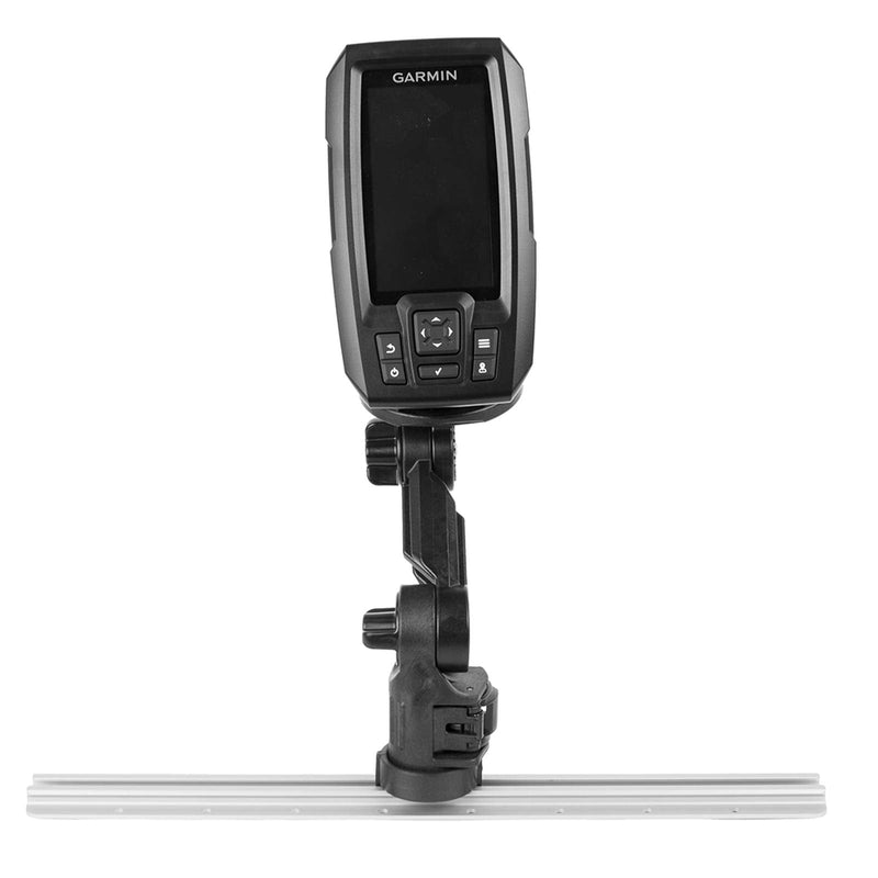 YakAttack Round Base Fish Finder Mount | Kayak Track Mount | Fits Garmin Striker 4 & Raymarine Dragonfly 7 Pro | Secure Kayak Rail Mount | Works with GearTrac & MightyMount | Hardware Included