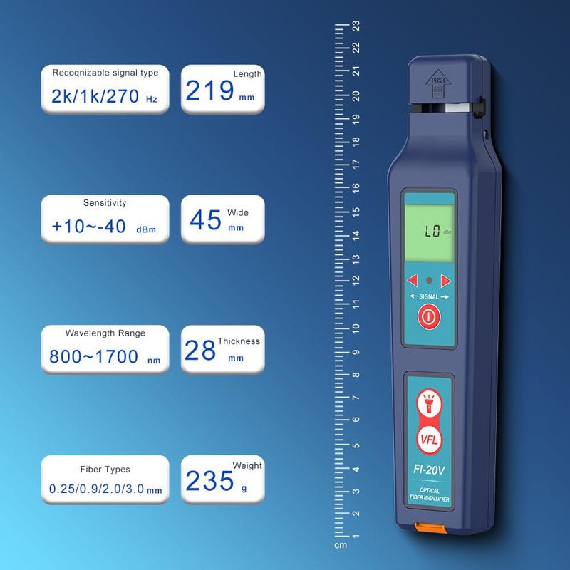 [Australia - AusPower] - Optical Fiber Identifier OFI FI-20V with VFL Light Fiber Detector Tester Traffic Identifier Suitable for 0.25/0.9/2.0/3.0mm 800nm-1700nm wavelength 