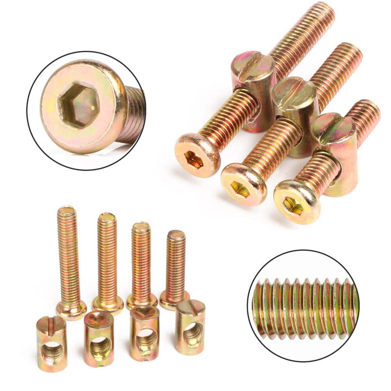[Australia - AusPower] - Crib Screws Hardware Replacement Kit – 25set M6x40mm/50mm/60mm/70mm/80mm Hex Drive Socket Cap Furniture Barrel Screws Bolt Nuts Assortment Kit (25 Sets) 25 sets 
