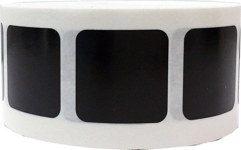 Black Square Color Coding Labels – 1 Inch Semi-Gloss Adhesive Stickers, 500 Total Labels Per Roll for Inventory Management, Organization, and Retail Use – Made in the USA Black