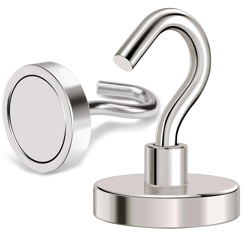 [Australia - AusPower] - MIKEDE Magnetic Hooks Heavy Duty,110LB+ Strong Magnet with Hook, Super Neodymium Cruise Hooks, Locker Organizer Industrial Hooks for Hanging, Magnetic Hanger for Cruise, Grill - 8 Pack 110LB-8pcs Silver 
