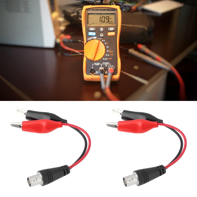 [Australia - AusPower] - 2pcs BNC Female to Alligator Clip Test Leads 30VAC/60VDC 5A BNC Test Cable for Multimeter Video Surveillance, 170mm 