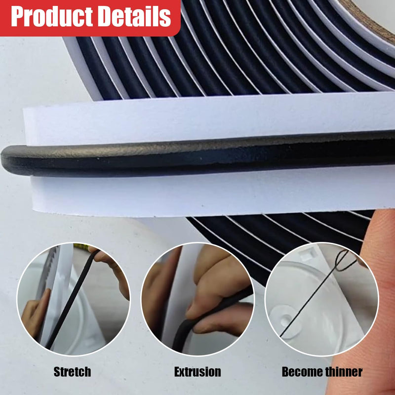ZIMISI 8MM 13FT Butyl Sealant Tape, Waterproof Sound RV Headlight Sealant Rope, Butyl Rubber Sealant Tape for Car RV Truck Marine, Caulk Strip for Window Door Windshield