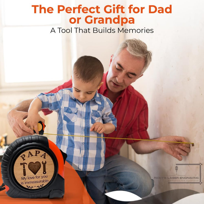 Papa Gifts from Kids – Funny & Useful Papa Birthday Gift, Fathers Day Gift for Papa, Practical Gift for Dad Who Fixes Things, 25 Ft Tape Measure Tool