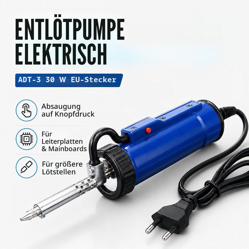 Electric Desoldering Pump, 30W ADT-3 Fully Automatic Soldering Vacuum Desoldering Gun, Industrial Desoldering Suction Pump, Antistatic Desoldering Pump, Desoldering Device for PCB, Circuit Boards, Motherboard Repair
