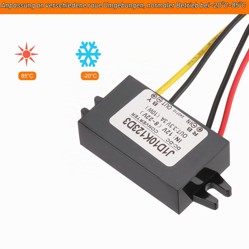 QUARKZMAN DC 12V to DC 3.3V Voltage Converter 3A 10W Step-Down Converter | Voltage Reducer IP67 Waterproof Transformer Power Supply Module Power Adapter for Car Truck Solar System