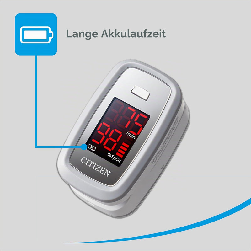 Citizen CMS50DL1 Finger Pulse Oximeter Oxygen Meter SpO2 Heart Rate Monitor | One-button operation for seniors and athletes, LCD display for blood oxygen and pulse, includes 2 x AAA batteries