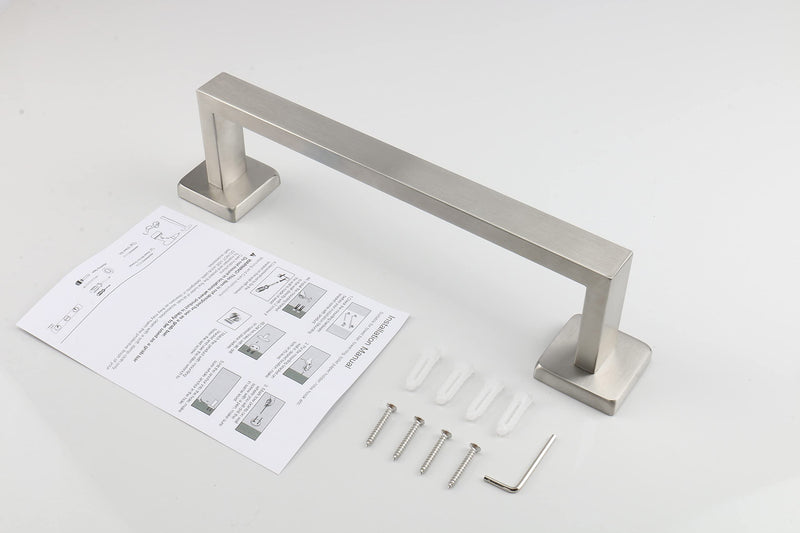 TocTen Bath Towel Rack - Square Base Thicken SUS304 Stainless Steel Towel Bar for Bathroom, Bathroom Accessories Towel Rod Heavy Duty Wall Mounted Towel Holder. (Brushed Nickel, 12) Brushed Nickel