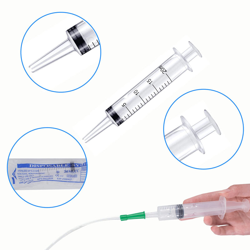 Cuyacili 4 Pieces 20 ml Large Plastic Syringe without Needle Syringe | Transparent Plastic Tubes with Hose PVC Scale Dosing Syringe for Scientific Labs Measuring Fluids Animal Feeding 20ml