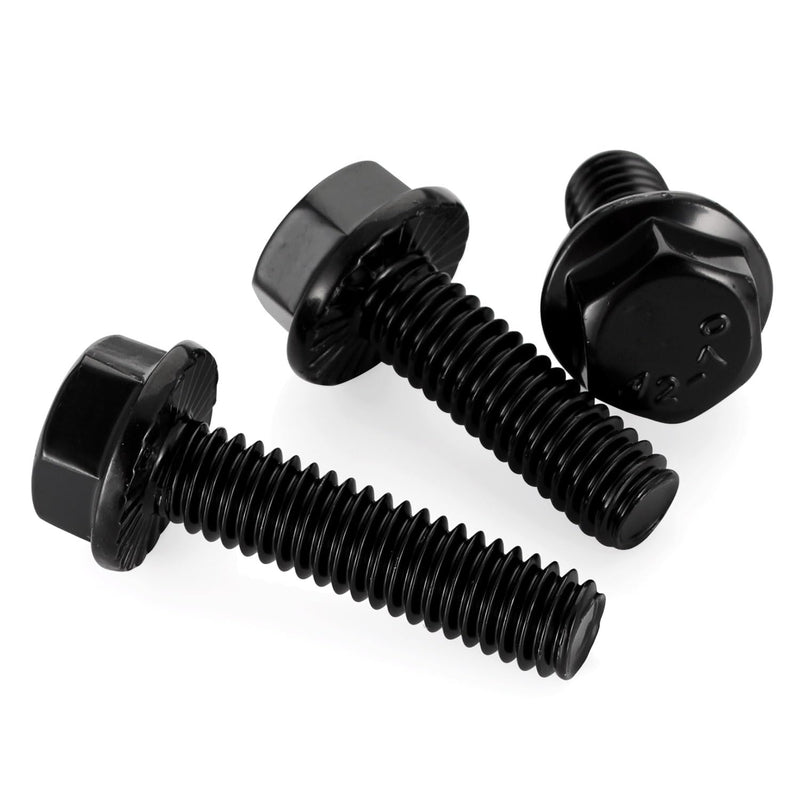 [Australia - AusPower] - 1/4-20 x 1/2" Flanged Hex Head Bolts Flange Hexagon Screws, Stainless Steel A2 Black Finish, DIN 6921, 25 PCS 1/4-20 x 1/2" 