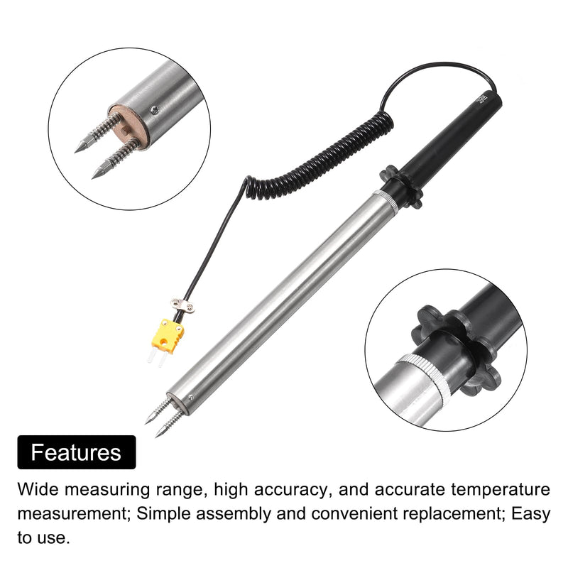 [Australia - AusPower] - MECCANIXITY Surface Thermocouple Probe K Type Yellow Coiled Wire 0 to 1000C for Metal Surface Temperature Measurement 