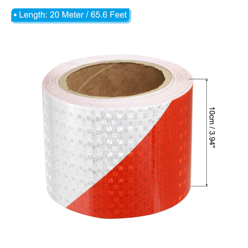 PATIKIL Reflective Tape, 1 Roll 4 Inch x 66 Ft Waterproof Self Adhesive High Visibility Caution Warning Safety Tape Reflector for Trucks Trailers Cars, Red White