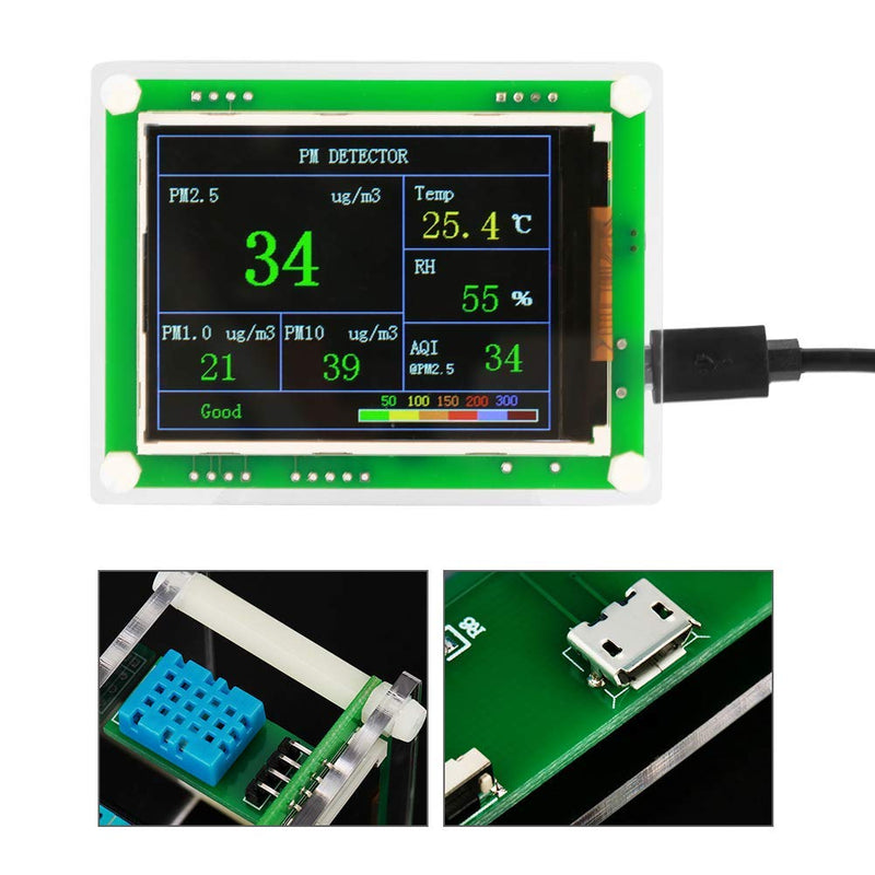 Air Quality Monitor, Air Quality Meter, Air Quality Sensor, Air Quality Detector 2.8'' Multifunctional Digital Car PM2.5 Air Quality Detector Monitor AQI Home Air Monitor Suitable for Home Office Car