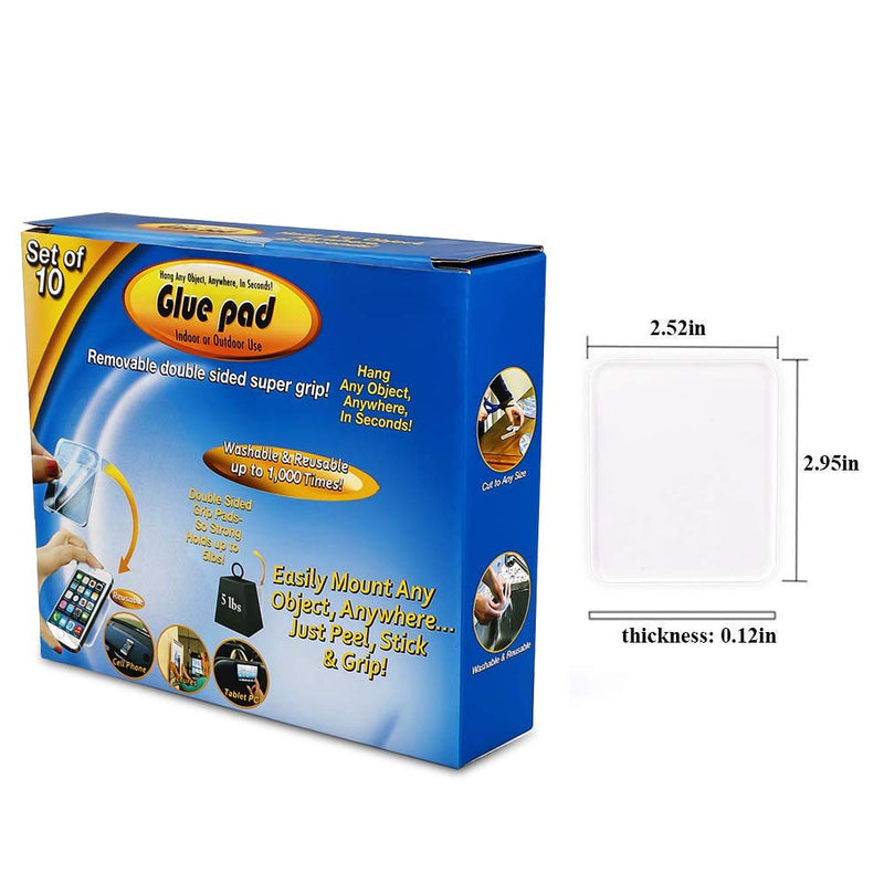 [Australia - AusPower] - Sticky Gel Pads (10 Pack), As Seen On TV Removable Traceless Gripping Pad Washable Reusable Anti Slip Pad for Car Dashboard Office Home Stick Anything Anywhere, Clear 