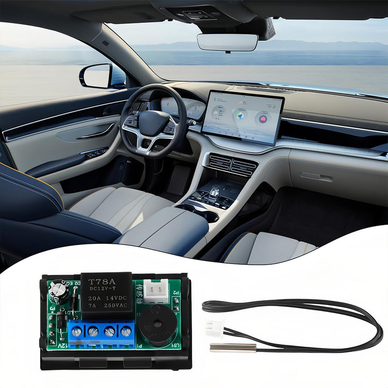 [Australia - AusPower] - Joyzan 12V Electronic Temperature Controller, Digital Thermostat Control Module LCD Accuracy Micro Temp Switch Board -50 to 110°C LED Monitor Outlet Heating Cooling 20A Relay Waterproof Sensor Probe 