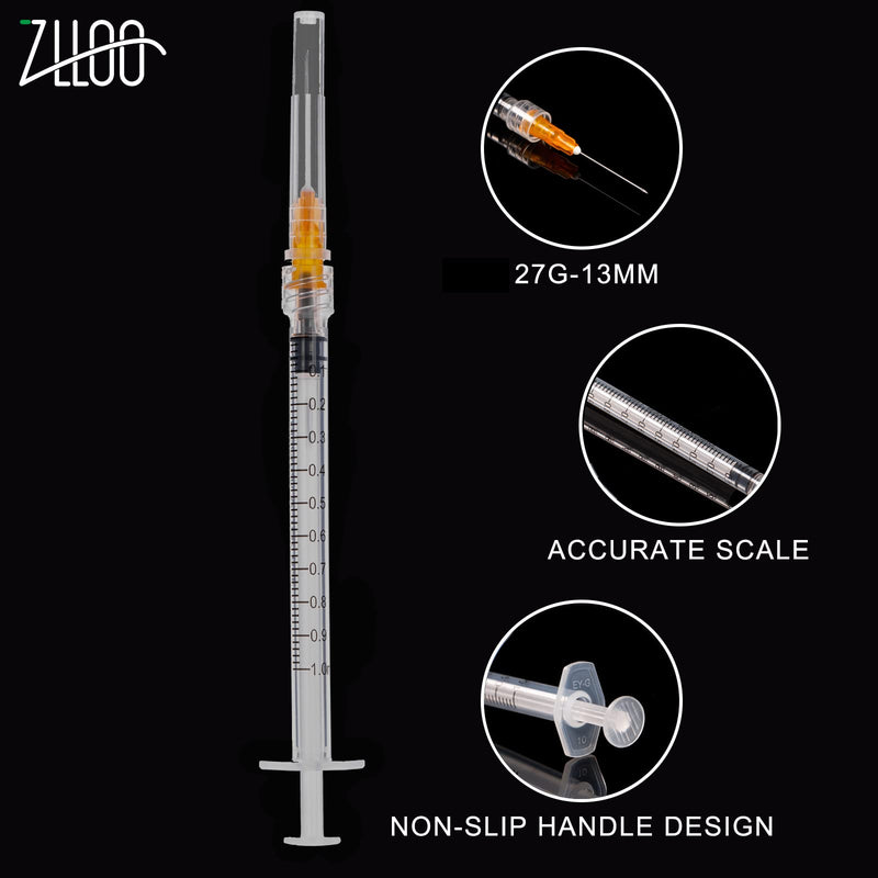 1ml/cc Plastic Tube with 25G-25mm Head, Disposable Luer-Lock Independent Packaging, Easy to Use (Pack of 50) 50 Items