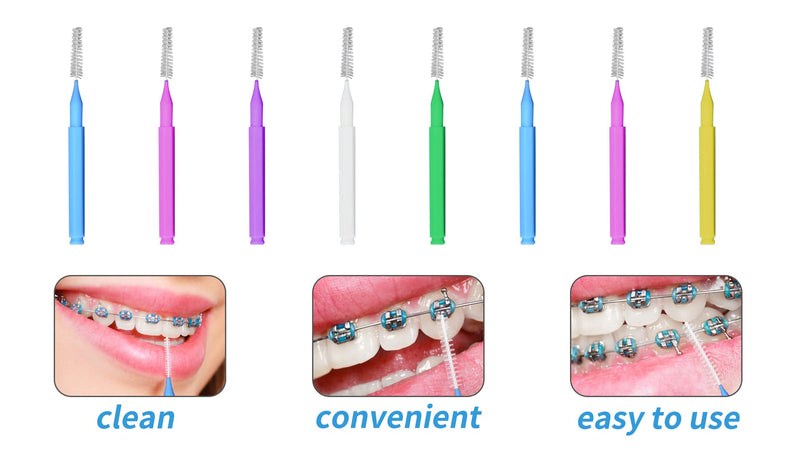 [Australia - AusPower] - 100pcs Braces Brush Disposable Interdental Brush Toothpick Dental Tooth Flossing Head Oral Dental Hygiene Flosser Dental Hygiene Flosser Tooth Cleaning Tools (Mixed Color) Mixed Color 