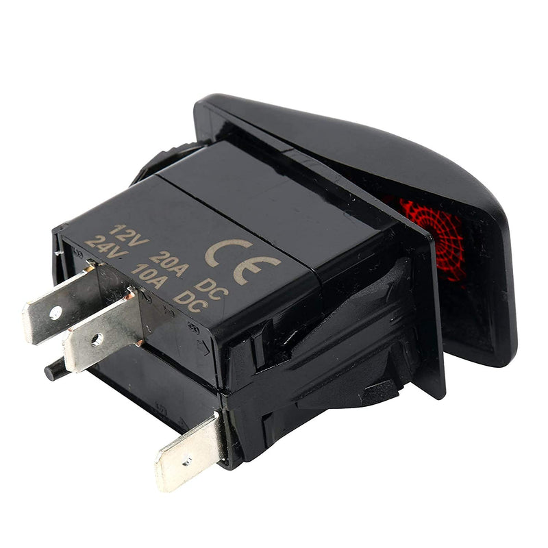 Amarine Made 4 Pack 12v 20 Amp Waterproof Red LED On/Off Boat Marine SPST 3P Rocker Switch with Light - Red LED